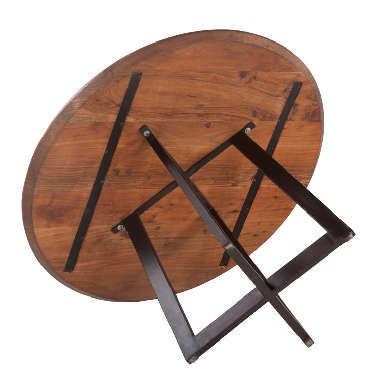 48" Brown Reclaimed Wood Round Extendable Dining Table