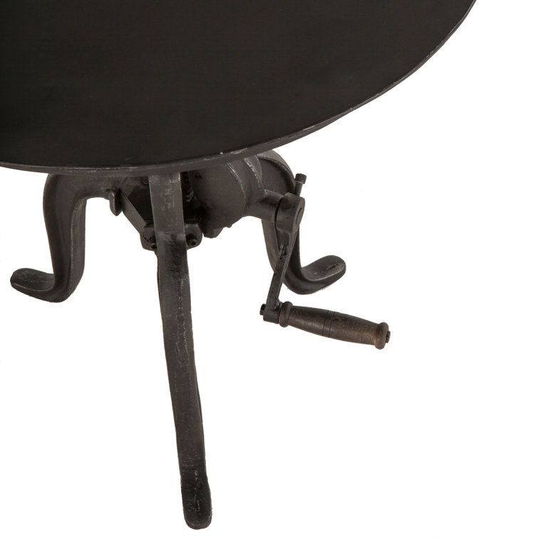Adjustable Round Black Wood and Metal Industrial Table