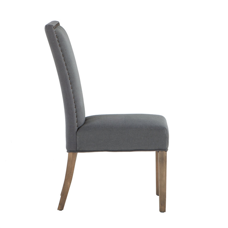 High Parsons Upholstered Linen Side Chair in Warm Gray