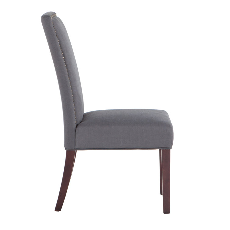 High Parsons Upholstered Linen Side Chair in Warm Gray