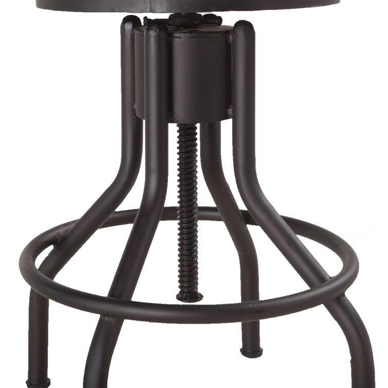 Adjustable Acacia Wood and Zinc Bar Stool with Swivel
