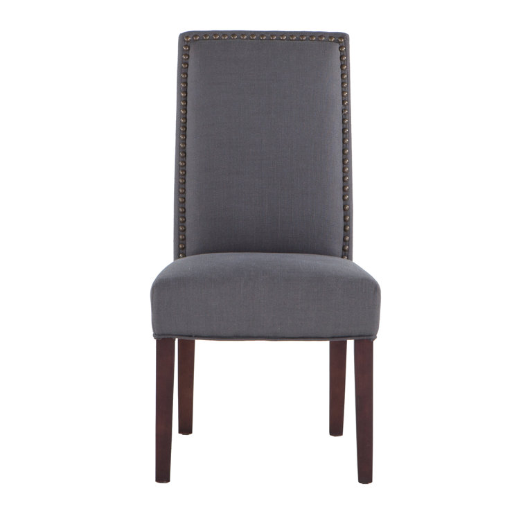 High Parsons Upholstered Linen Side Chair in Warm Gray