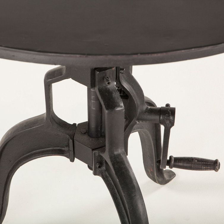 Artezia Adjustable Crank Iron Side Table with Round Top