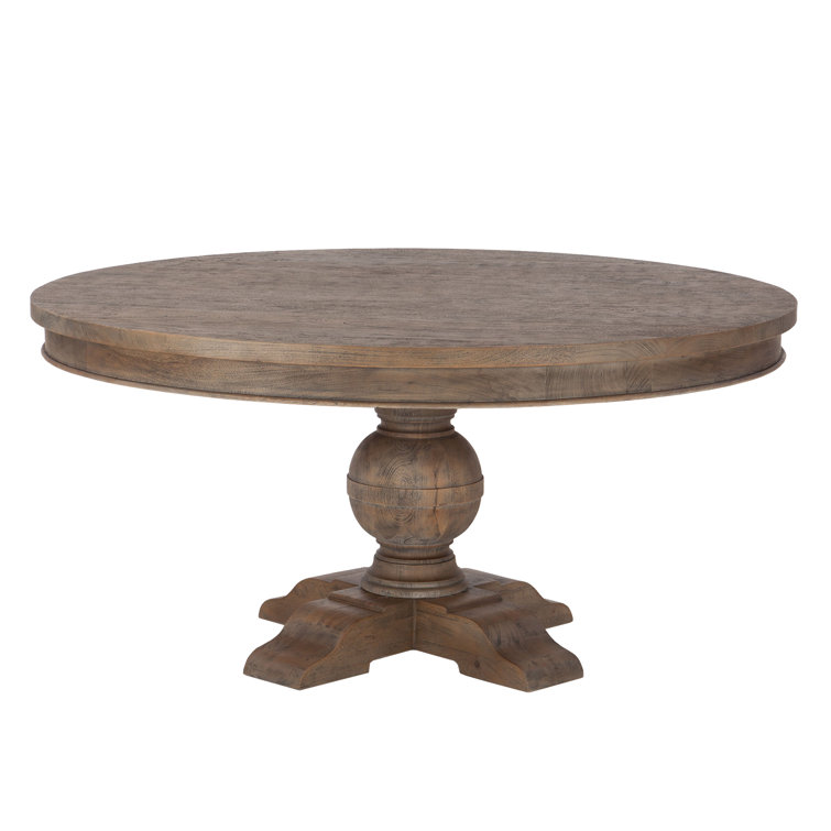 Traditional Reclaimed Wood 60" Round Dining Table in Weathered Teak
