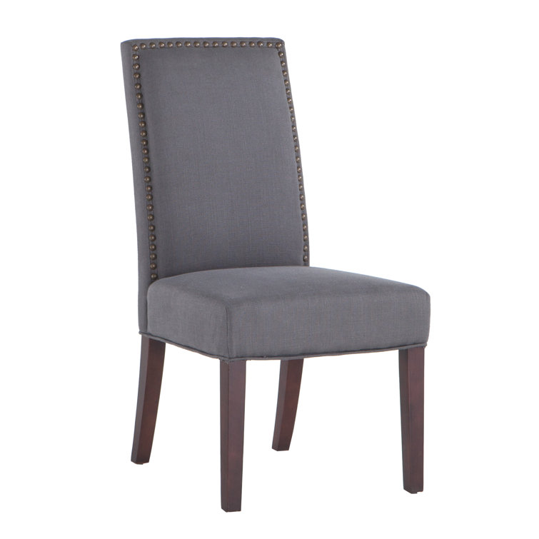 High Parsons Upholstered Linen Side Chair in Warm Gray