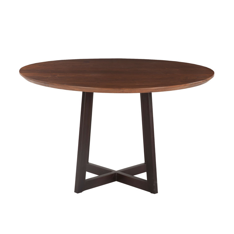 48" Brown Reclaimed Wood Round Extendable Dining Table