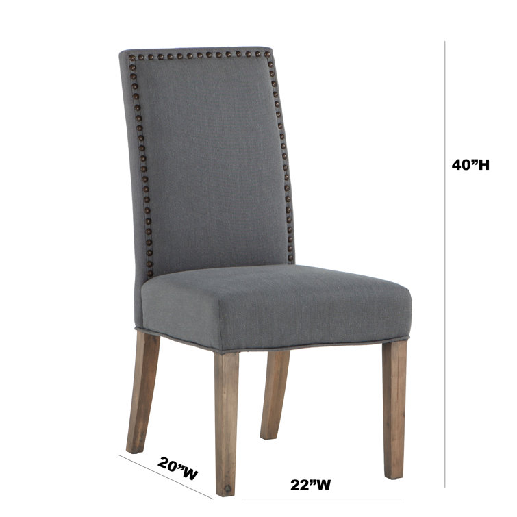 High Parsons Upholstered Linen Side Chair in Warm Gray