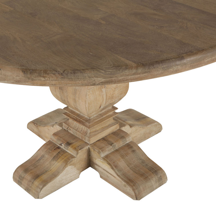 Candace 54" Reclaimed Mango Wood Round Dining Table in Antique Oak