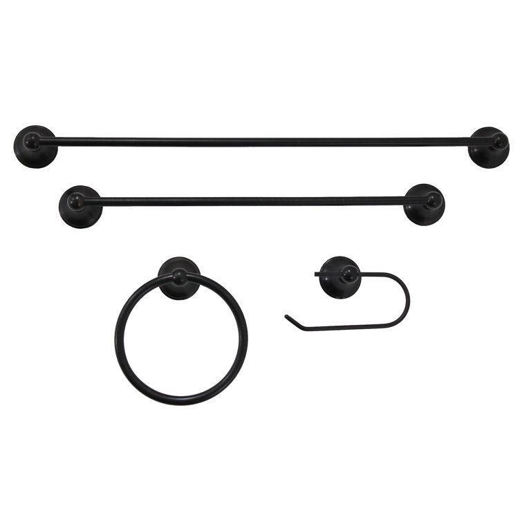 Oil Rubbed Bronze 4-Piece Metal Bathroom Hardware Set