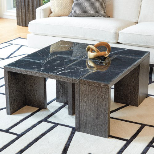 T-Rex Flex Modular Table in Black Cerused Oak and Marble