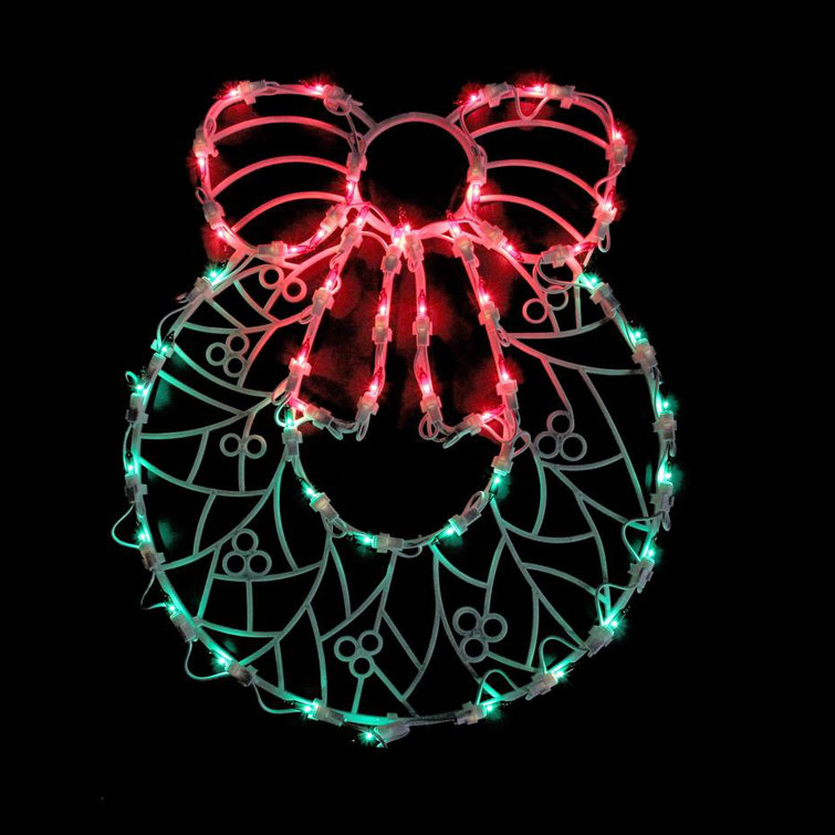16" Lighted Christmas Wreath Window Silhouette Decoration