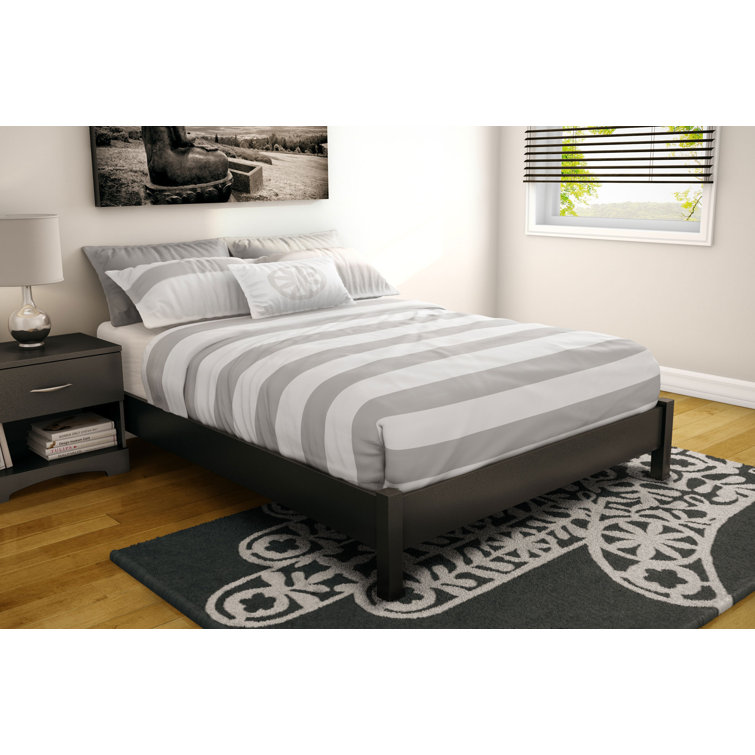 Gray Oak Queen Platform Bed Frame with Storage Drawer