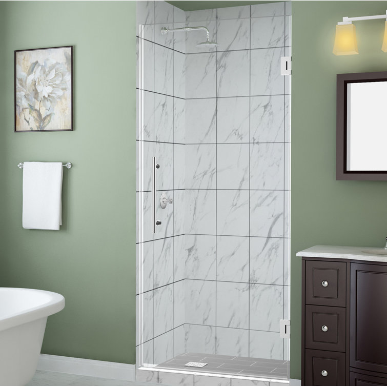 72'' Frameless Clear Tempered Glass Hinged Shower Door