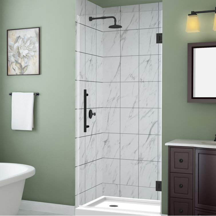 72'' Frameless Clear Tempered Glass Hinged Shower Door