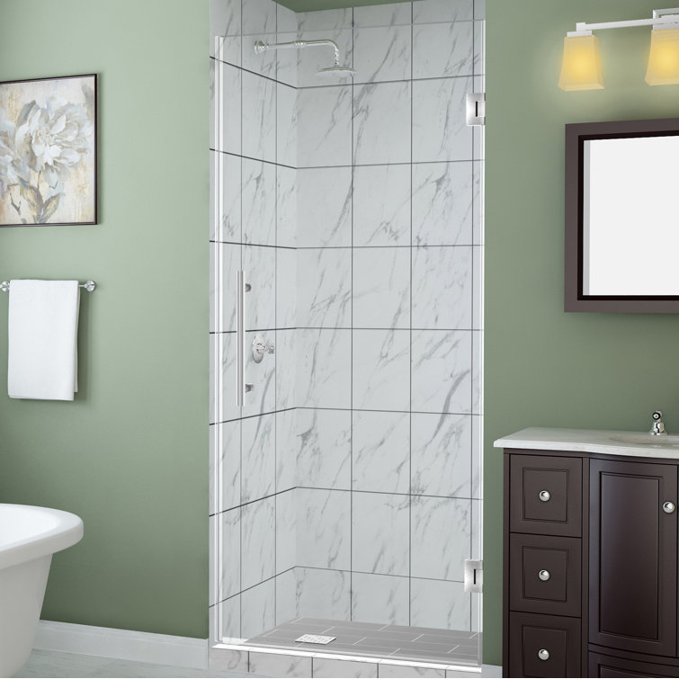 72'' Frameless Clear Tempered Glass Hinged Shower Door