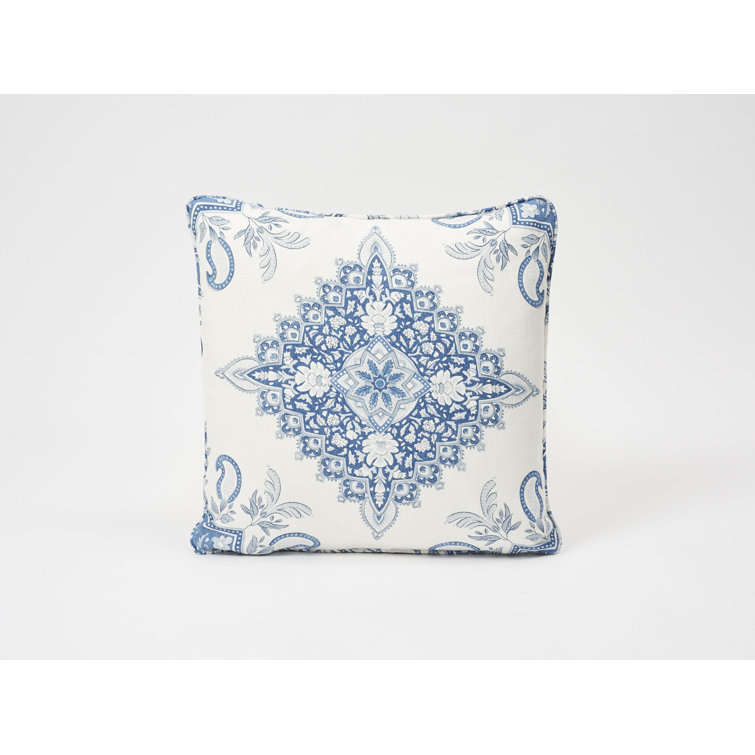 Indigo and White Square Linen Pillow Cover & Insert