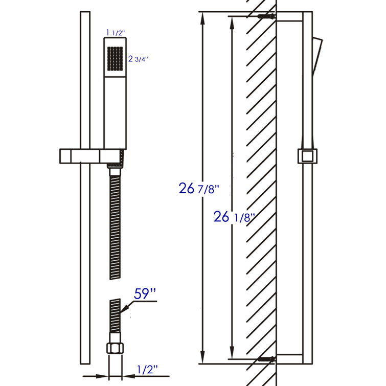Polished Chrome Adjustable Height Handheld Shower Head Set