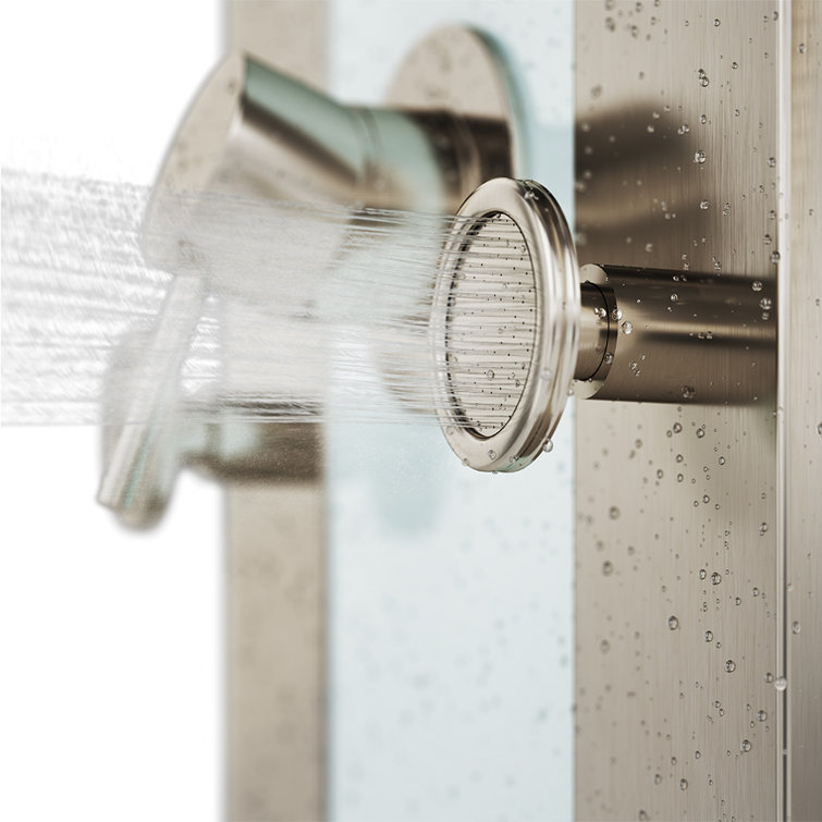 Tropicana White Glass ShowerSpa with Brushed Nickel Fixtures