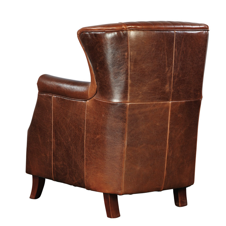 Brown Diamond Quilted Leather Wingback Accent Chair