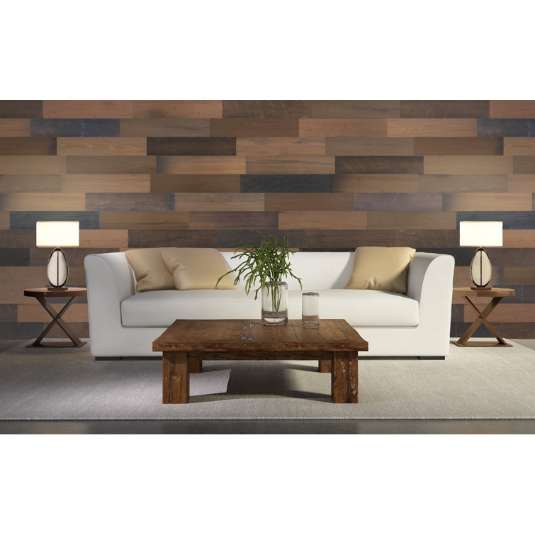 Distressed Antique Brown Poplar Wood Wall Planks, 4 ft