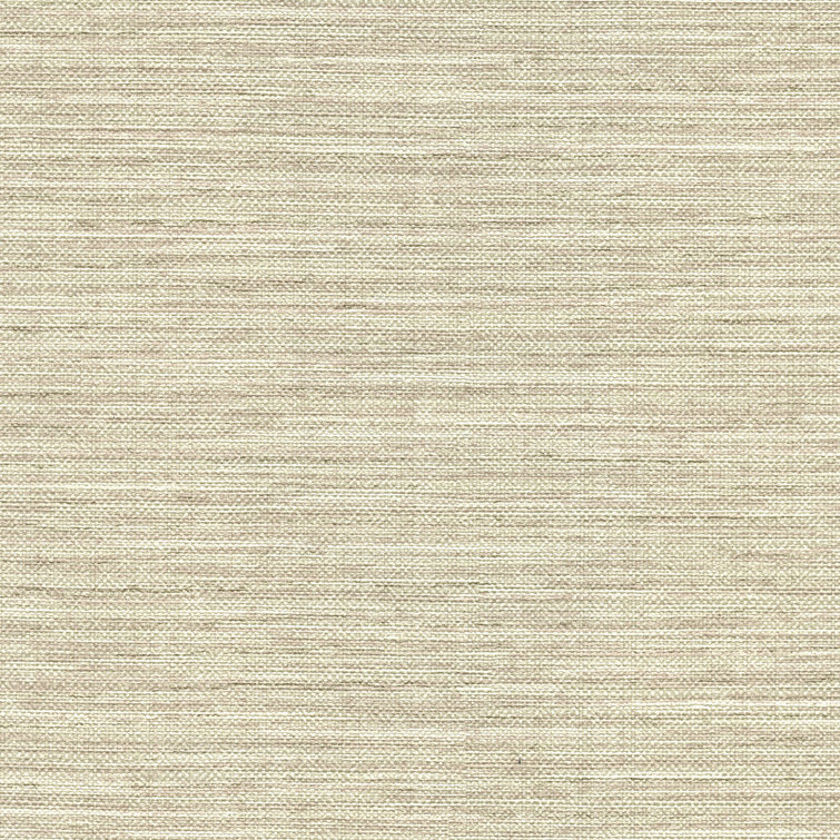 Neutral Taupe Faux Grasscloth Vinyl Wallpaper