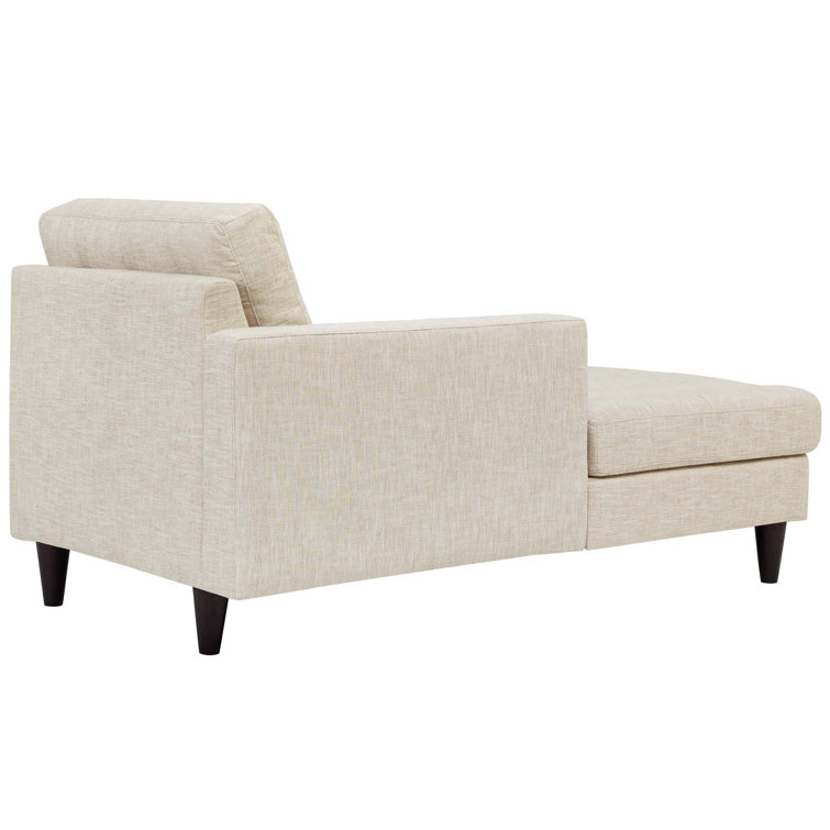 Beige Polyester Blend Left-Arm Upholstered Chaise with Wood Legs
