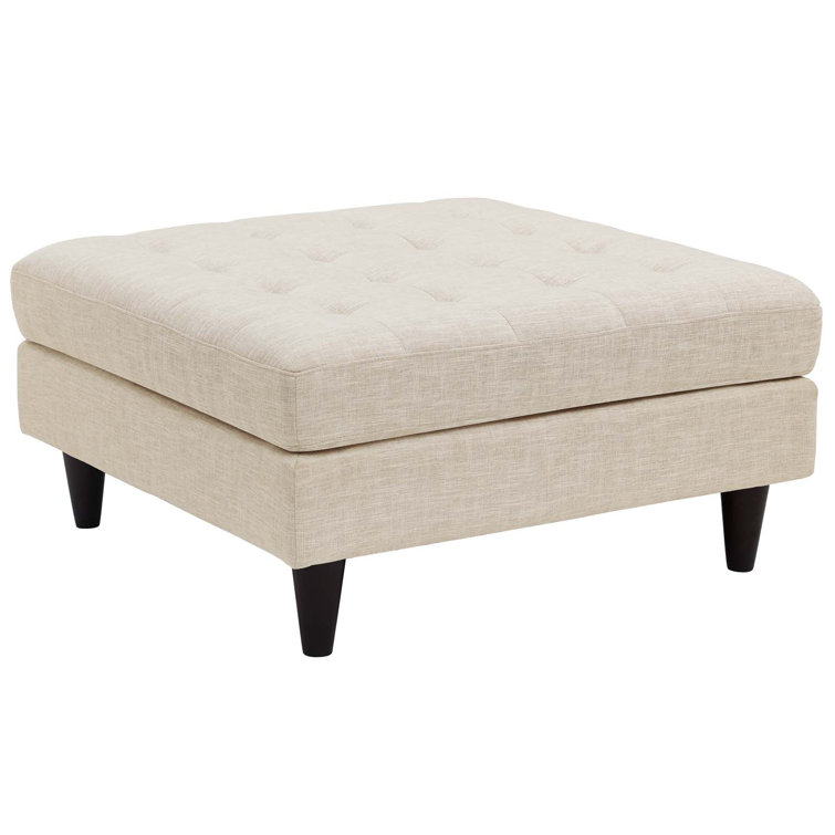 Beige Tufted Polyester Fabric Large Ottoman