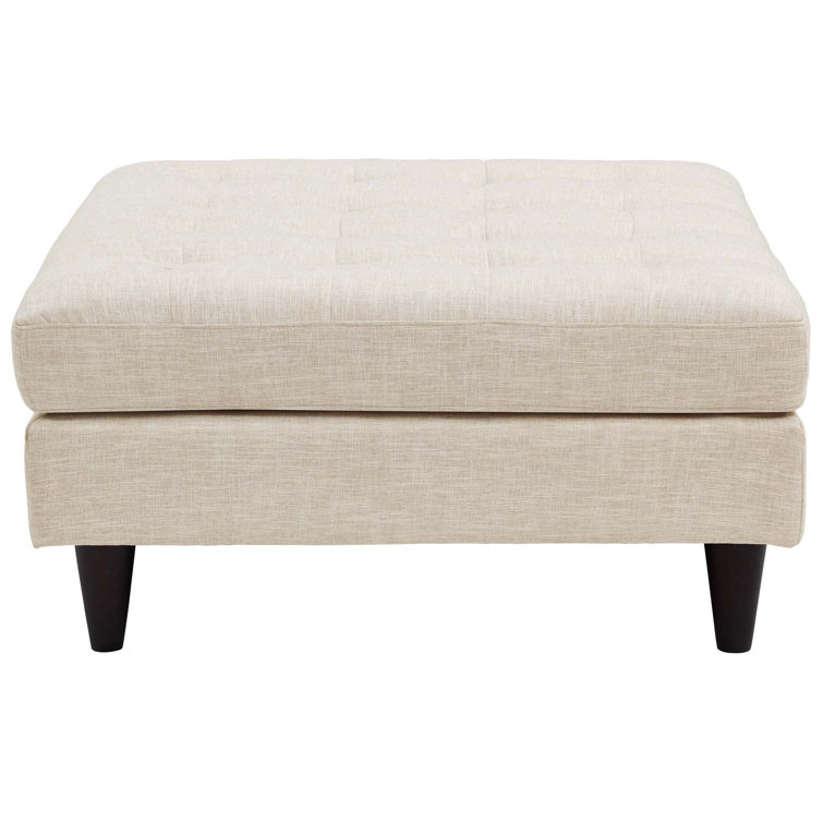 Beige Tufted Polyester Fabric Large Ottoman