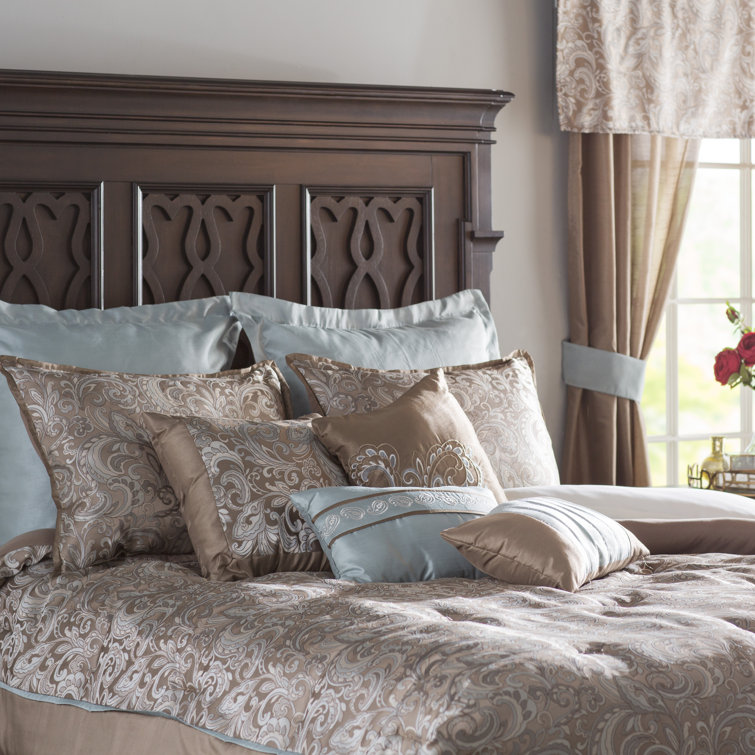 Brystol 24-Piece Blue and Brown Queen Comforter Set