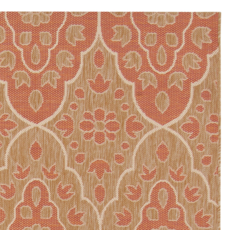 Handmade Tufted Beige and Orange Wool Area Rug