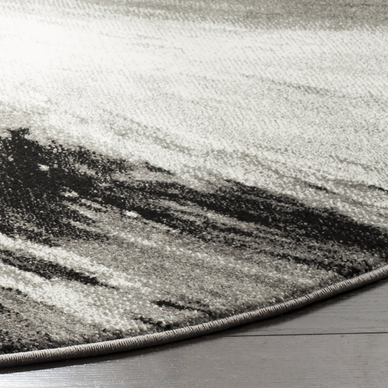 3' Square Grey and Multicolor Abstract Synthetic Area Rug