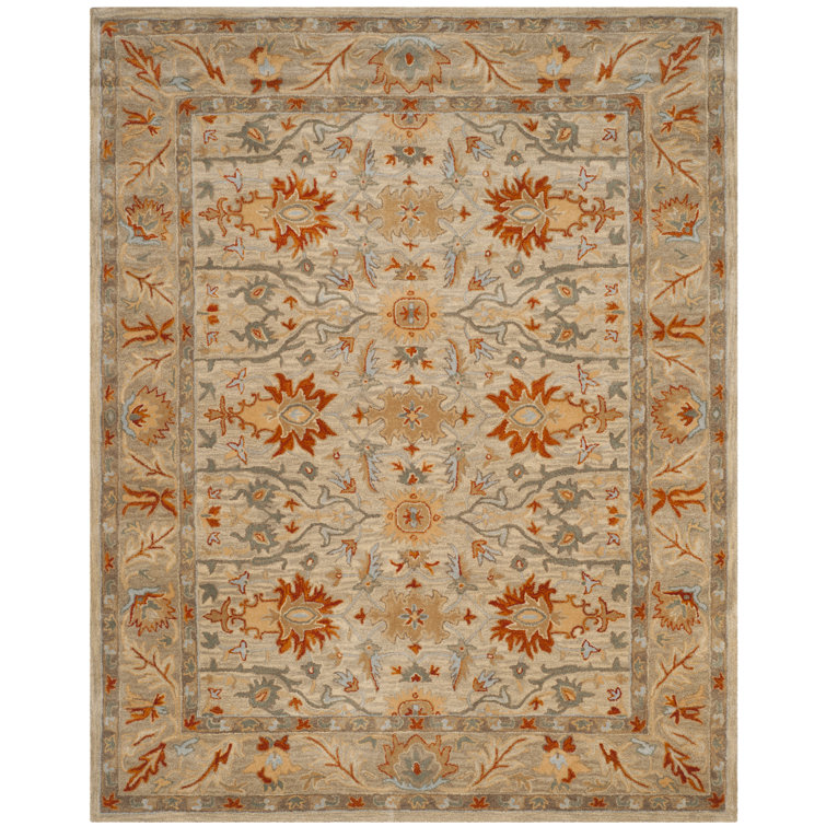 Heirloom Elegance Hand-Tufted Wool Area Rug in Beige, 9' x 12'