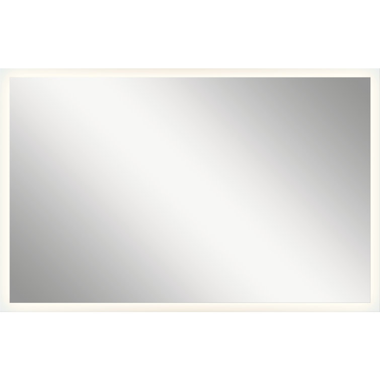 Elegance Silver Rectangular LED Bathroom Mirror with Frosted Edge