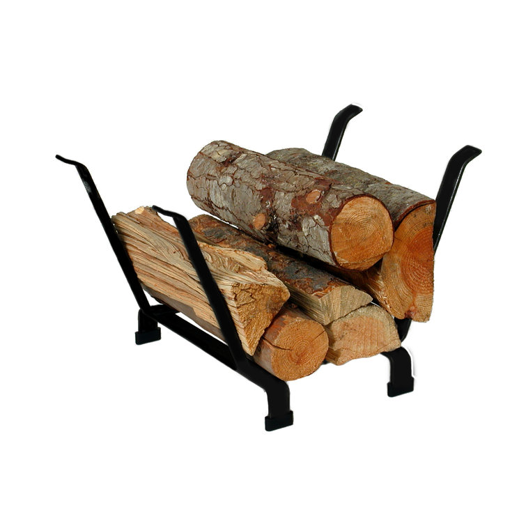 Black Handcrafted Carbon Steel Indoor/Outdoor Fireplace Log Rack