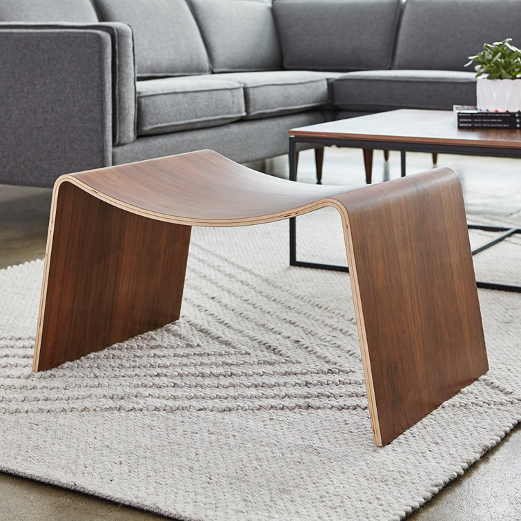 Canadian Lakes Inspired Walnut Wave Accent Stool