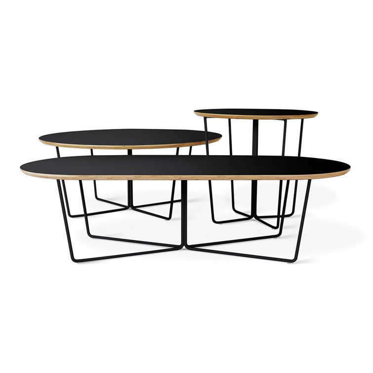 Array Round Black Wood and Metal Coffee Table