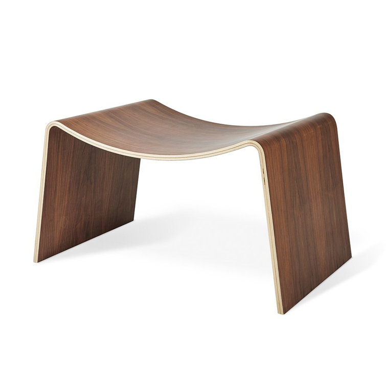 Canadian Lakes Inspired Walnut Wave Accent Stool
