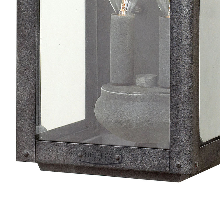 Aged Zinc 2-Light Outdoor Wall Lantern with Clear Glass