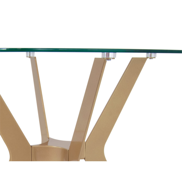 Archtech 23.5" Gold Metal & Glass Round End Table