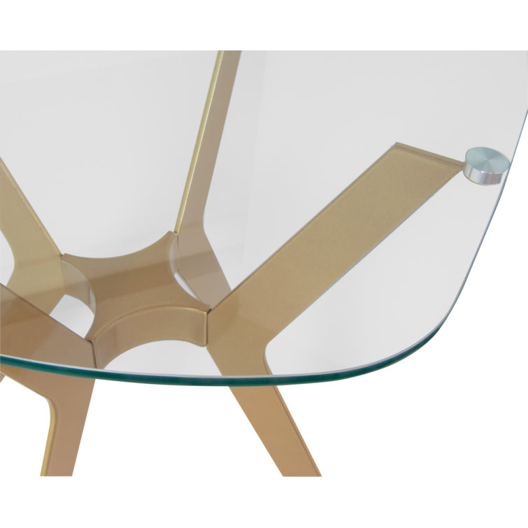 Archtech 23.5" Gold Metal & Glass Round End Table