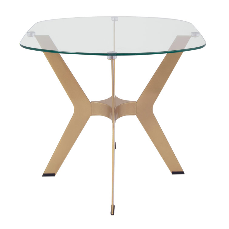 Archtech 23.5" Gold Metal & Glass Round End Table