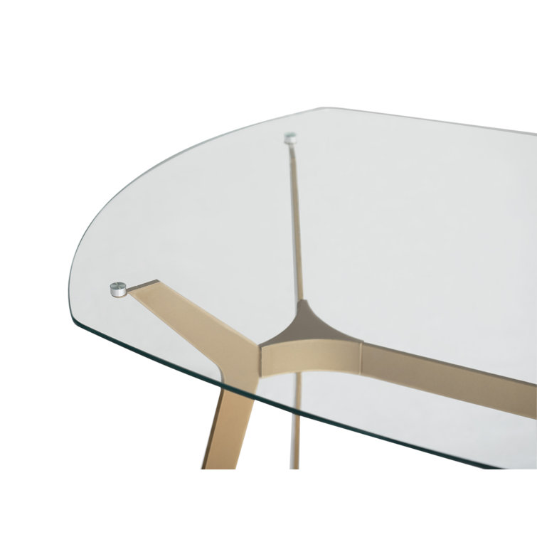 48" Oval Clear Glass Top with Gold Boomerang Legs Table