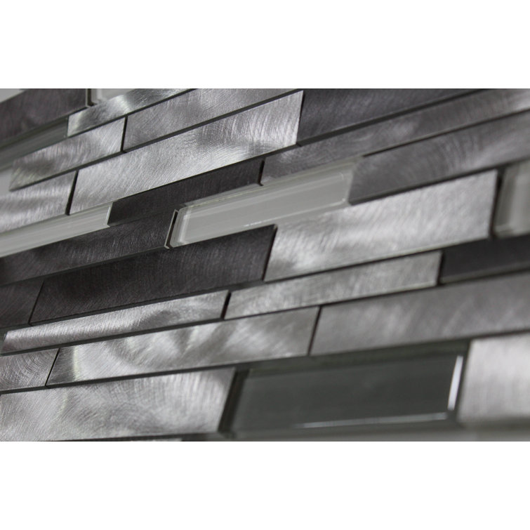 Twilight Gray and White Glass and Aluminum Mosaic Tile