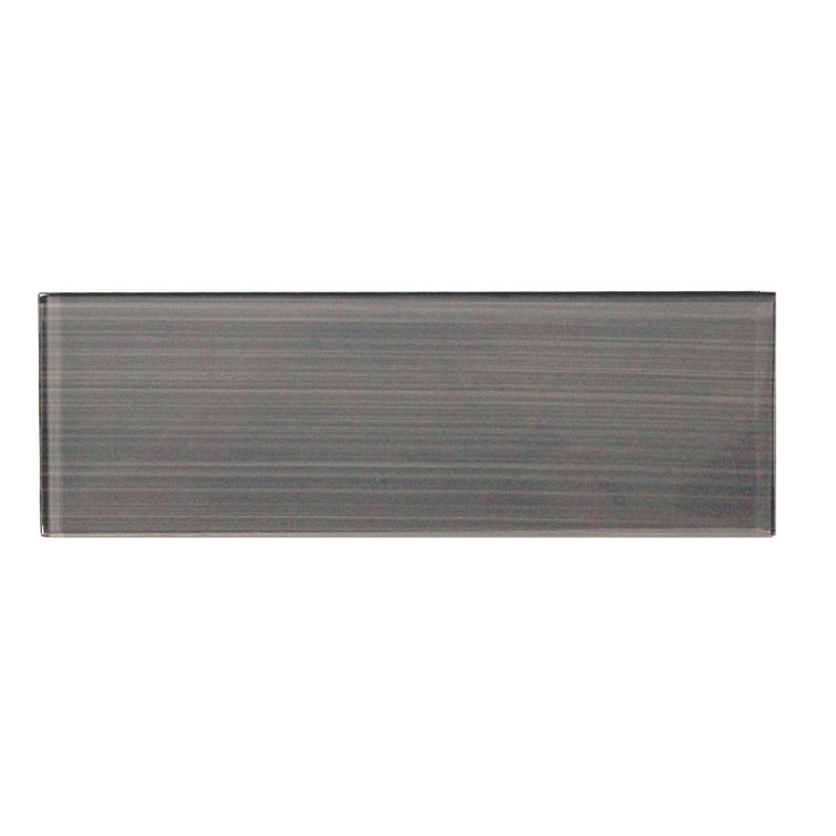 Hand Painted Dark Gray Polished Glass Subway Wall Tile