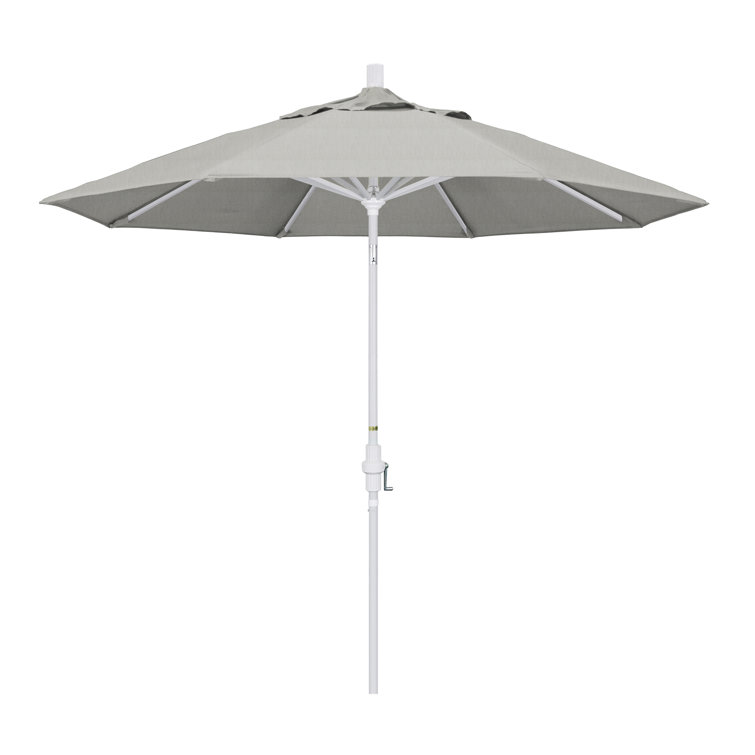9' Granite Sunbrella Canvas Patio Umbrella with White Aluminum Pole