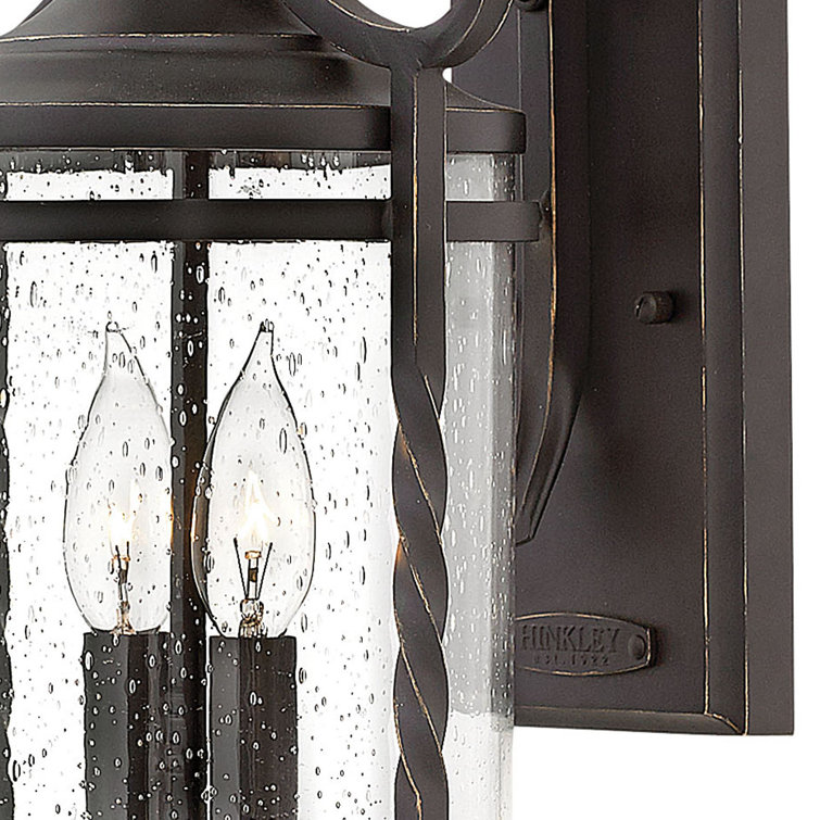 Casa 2-Light Olde Black Outdoor Wall Sconce with Seedy Glass