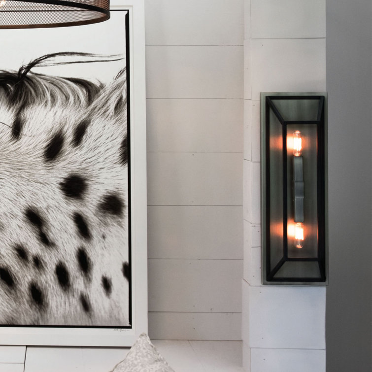 Aged Zinc and Bronze 22.25" Dimmable Wall Sconce
