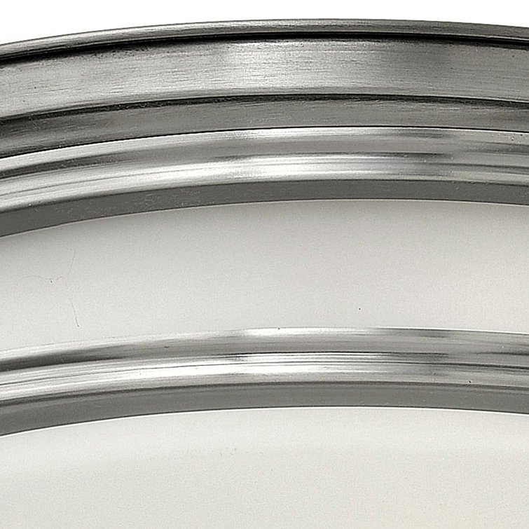 Hadley 2-Light Antique Nickel Flush Mount with Etched Opal Glass