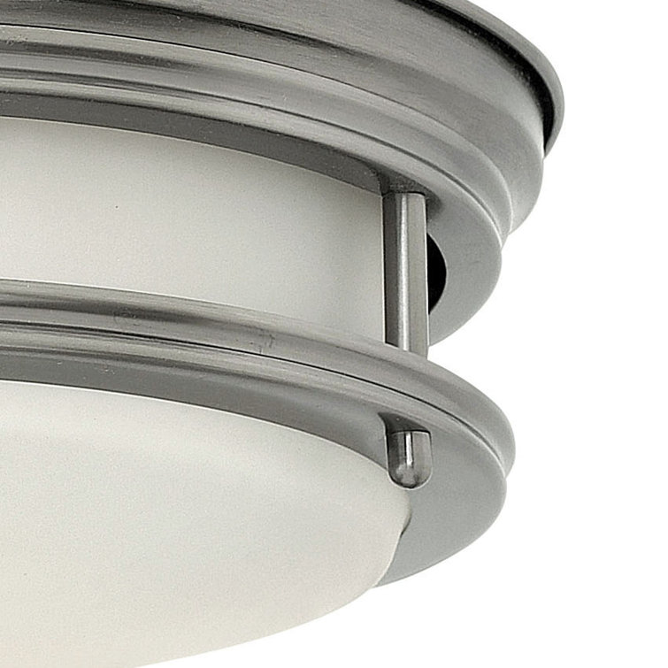 Hadley 2-Light Antique Nickel Flush Mount with Etched Opal Glass
