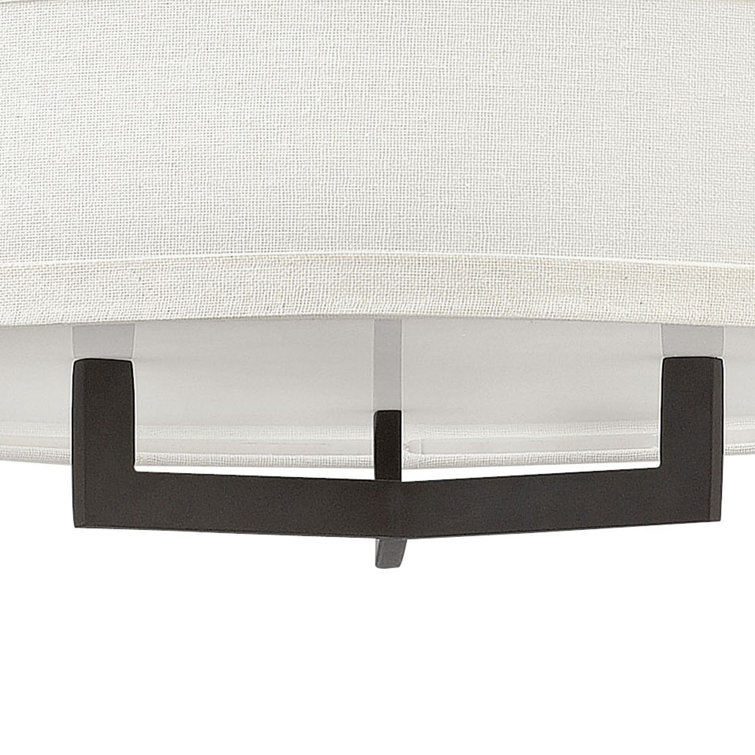 Buckeye Bronze 3-Light Semi-Flush Mount with Linen Shade